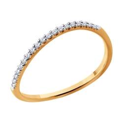 Inel din aur roșu cu pietre Cubic Zirconia Incolor