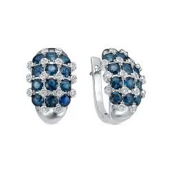 Cercei din aur alb cu Diamant, Safir