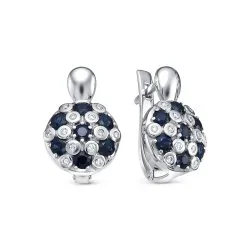 Cercei din aur alb cu Diamant, Safir