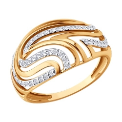 Inel din aur roșu cu pietre Cubic Zirconia Incolor