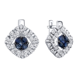 Cercei din aur alb cu pietre Diamant, Safir