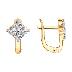 Cercei din aur roșu cu pietre Cubic Zirconia Incolor