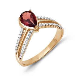 Inel din aur roșu cu pietre Cubic Zirconia Incolor, Granat
