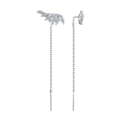 Серьги Продёвки из серебра с камнями Фианит