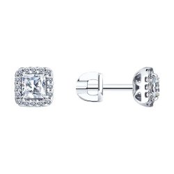 Cercei Pusete din argint  cu pietre Cubic Zirconia Incolor