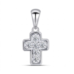 Cruce din aur alb cu Diamant
