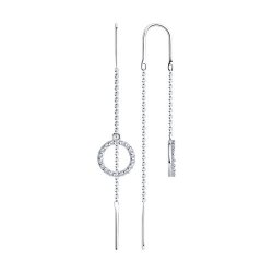 Серьги Продёвки из серебра с камнями Фианит