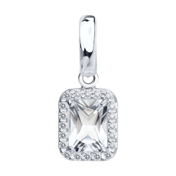 Pandantiv din argint  cu pietre Cubic Zirconia Incolor, Cristal de munte
