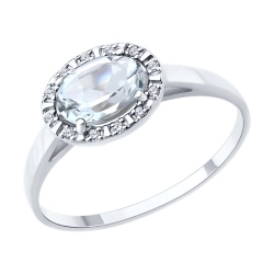 Inel din aur alb cu pietre Diamant, Cristal de munte