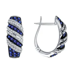 Cercei din aur alb cu Diamant, Safir