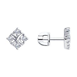 Cercei Pusete din argint  cu pietre Cubic Zirconia Incolor