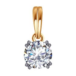 Pandantiv din aur roșu cu pietre Cubic Zirconia Incolor