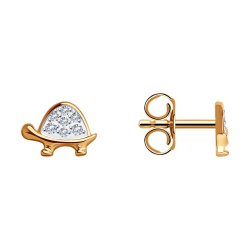 Cercei Pusete din aur roșu cu pietre Cubic Zirconia Incolor