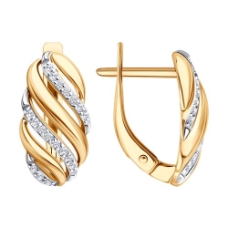 Серьги из красного золота с камнями Фианит