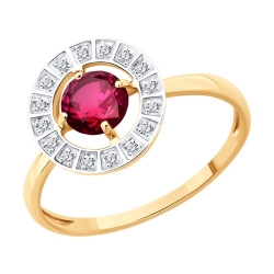Кольцо из красного золота с камнями Бриллиант, Рубин