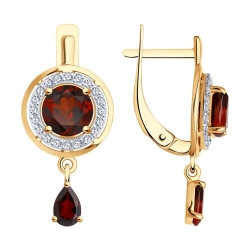 Cercei Suspendați din aur roșu cu pietre Cubic Zirconia Incolor, Granat