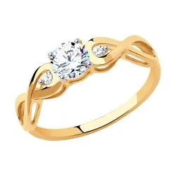 Inel din aur roșu cu Cubic Zirconia Incolor