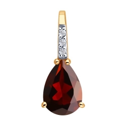 Pandantiv din aur roșu cu pietre Diamant, Granat