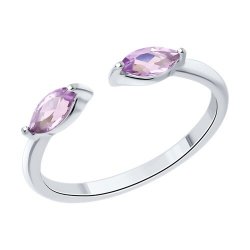 Кольцо из серебра с камнями Аметист