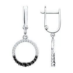 Cercei Suspendați din aur alb cu Diamant, Diamant negru