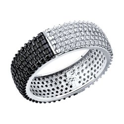 Кольцо из серебра с камнями Фианит, Фианит Чёрный