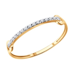 Кольцо из красного золота с камнями Бриллиант