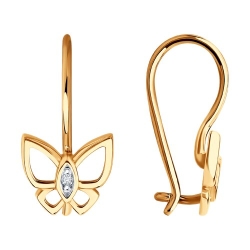 Cercei p-u copii din aur roșu cu pietre Cubic Zirconia Incolor