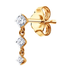 Cercel din aur roșu cu pietre Cubic Zirconia Incolor