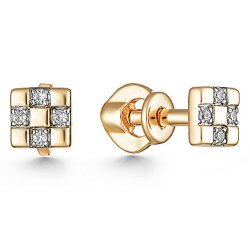 Cercei Pusete din aur roșu cu pietre Cubic Zirconia Incolor