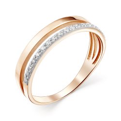 Inel din aur roșu cu pietre Cubic Zirconia Incolor