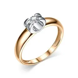 Inel din aur roșu cu Cubic Zirconia Incolor