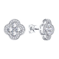 Cercei Pusete din aur alb cu pietre Diamant