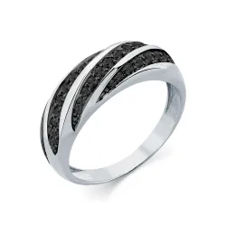Inel din aur alb cu Cubic Zirconia Negru