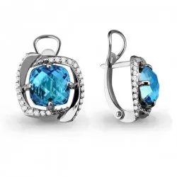 Cercei din aur alb cu Cubic Zirconia Incolor, Topaz Swiss