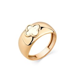 Кольцо из красного золота с камнями Перламутр белый