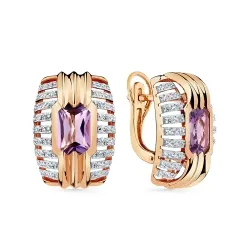 Cercei din aur roșu cu Cubic Zirconia Incolor, Ametist