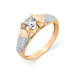 Inel din aur roșu cu Cubic Zirconia Incolor