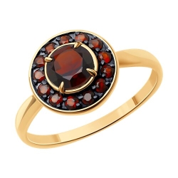 Inel din aur roșu cu pietre Granat