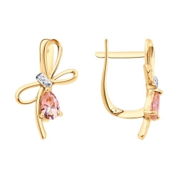 Серьги из красного золота с камнями Бриллиант, Ситалл (синт.)