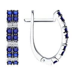 Cercei din aur alb cu pietre Diamant, Safir