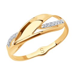 Inel din aur roșu cu pietre Cubic Zirconia Incolor