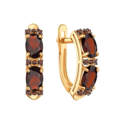 Cercei din aur roșu cu pietre Cubic Zirconia Roșu, Granat