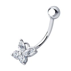 Piercing din argint  cu pietre Cubic Zirconia Incolor
