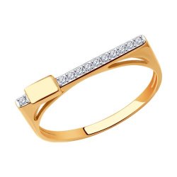 Inel din aur roșu cu pietre Cubic Zirconia Incolor