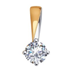 Pandantiv din aur roșu cu pietre Cubic Zirconia Incolor