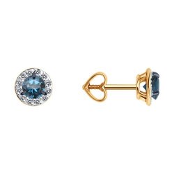 Cercei Pusete din aur roșu cu pietre Cubic Zirconia Incolor, Topaz London