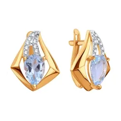 Серьги из красного золота с камнями Фианит, Аметист