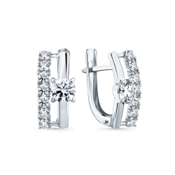 Cercei din aur alb cu Cubic Zirconia Incolor