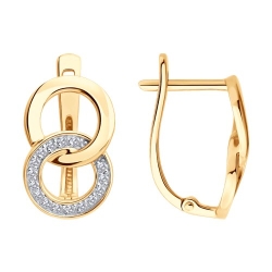 Cercei din aur roșu cu pietre Cubic Zirconia Incolor