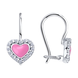 Cercei p-u copii din argint  cu pietre Cubic Zirconia Incolor, Emailare